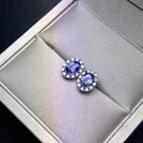 New Arrival Natural Real Tanzanite Earring Natural And Real 925 sterling silver Tanzanite Earring