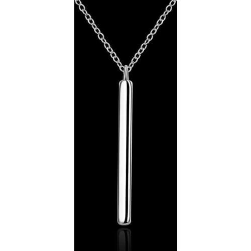 Wholesale 925 Sterling Silver Cuboid geometry Pendant Necklace For Women 18 inches girl gifts high quality party wedding Jewelry