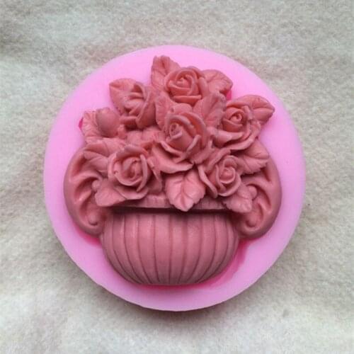 Wholesale/retail,free shipping , C802 Flower baskets cake mold Silica gel soap mould baking tool