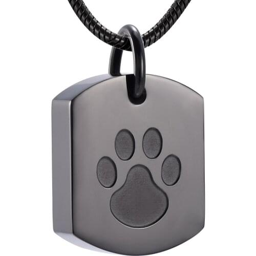 IJD8003 Hot Sale Pet Paw Print Cylinder Stainless Steel Memorial Urn Pendant Hold Animal Ashes Keepsake Cremation Necklace