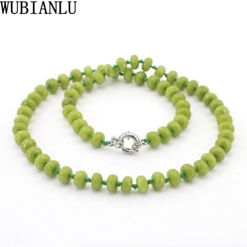 WUBIANLU 5x8mm Natural Stone Rubys Tourmaline Crystal Abacus Shape Jades Bead Necklace Women Jewelry Clothing Matching Wholesale