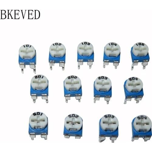 130pcs Trimming Potentiometer RM-065 top adjustment 100ohm-1Mohm RM065 Variable Resistors Assorted Kit 13Type*10pcs=130pcs