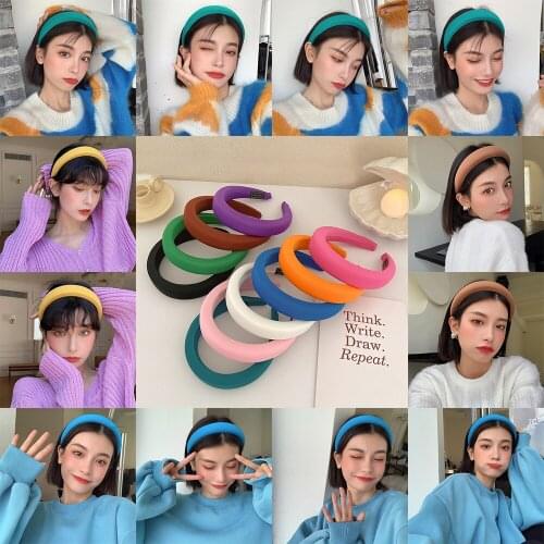 Fashion Padded Headbands for Women Wide Bezel Hairbands Thick Hair Hoop Girls Sponge Non-slip Hairband Hair Accessories