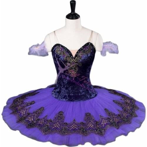 Adult purple professional ballet tutu pancake classical performance stage competition ballet tutus ballerina stage costumes