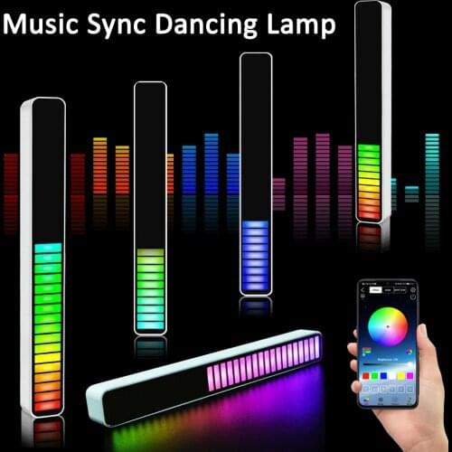APP Control RGB Voice-Activated Pickup Rhythm Light Strip USB/Battery Powered Music Atmosphere Ambient Lamp Bar for Car Party