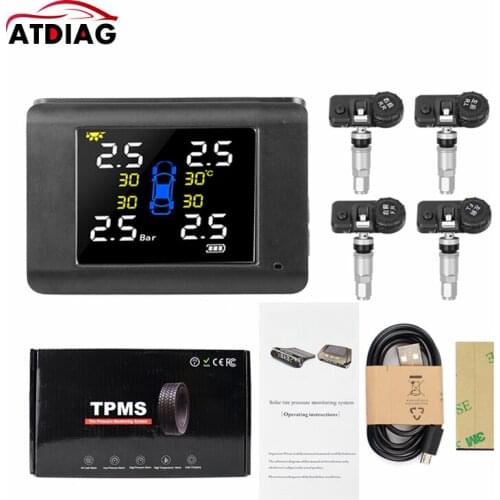 Original Solar 90 Degree TPMS Car Tire Pressure Alarm Monitor System Display Temperature Warning Fuel Save 4 Sensors
