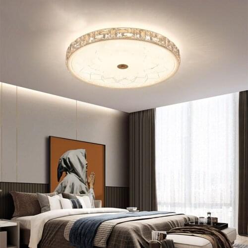 New Modern Crystal Ceiling Lamp Luxury Atmosphere Living Room Bedroom Corridor Lighting Creative Round Dimmable Lamp