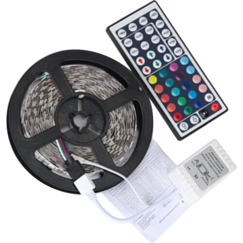 5M LED Strip Light RGB 3528 SMD Flexible Ribbon fita led Light Multicolor Strip for Mall Bar Diode DC12V+Remote Control+Adapter
