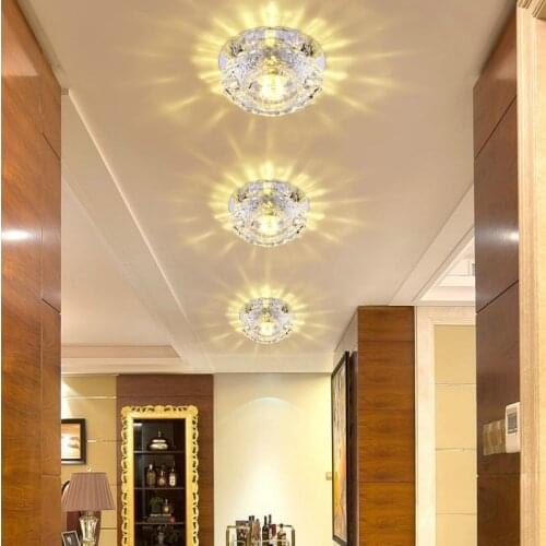 10cm LED Ceiling Light for Home Decoration 3W Crystal Lamp Exhibition Porch Ceiling Lights Corridors Living Room Bedroom