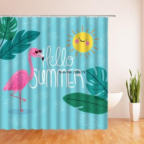 Flower Birds Pattern Waterproof Bath Screen Set with 12pcs Hooks Shower Curtains Bathroom Curtain for Bathroom Home Decorations