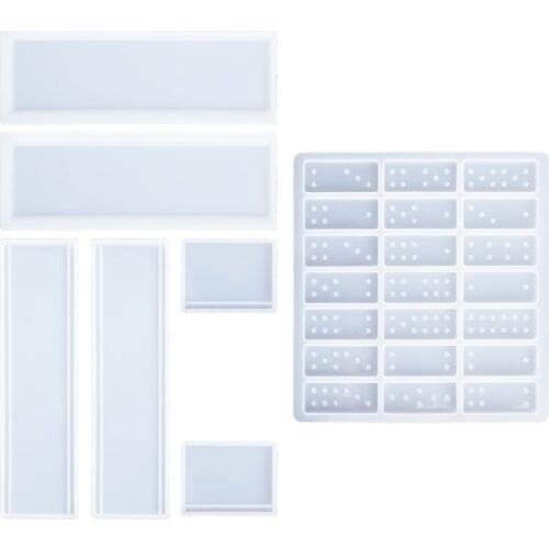 Dominoes Epoxy Resin Mold Dominoes Storage Box Jewelry Case Holder Casting Silicone Mould DIY CraftsDomino Tiles Tool