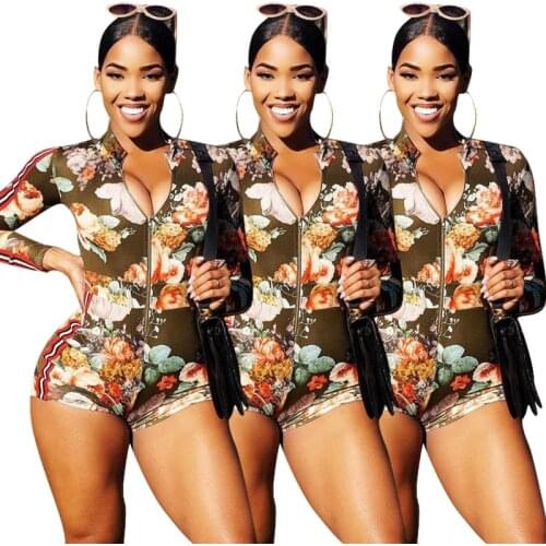 2021 European and American Women Fashion Playsuit Printed Spring and Summer Casual Sports Mid-waist Tight-fitting Sexy Jumpsuit