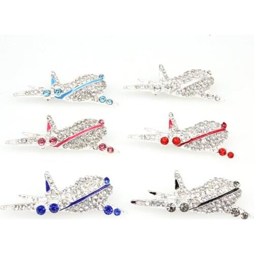 100pcs Gold Rhinestone Clear Crystal Airplane Pin Brooch