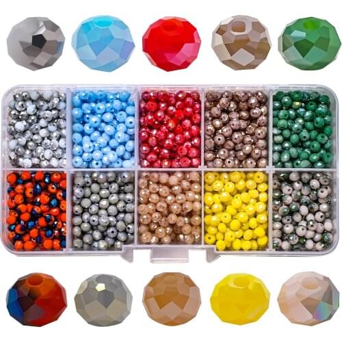 1300Pcs/Box AB Rondelle Faceted Bead 4mm Crystal Glass Round Beads For DIY Jewelry Making Findings Accessories Wholesale In Bulk