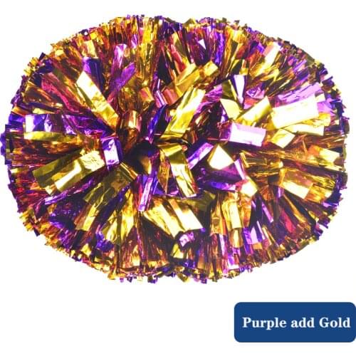 20pc 60 g Metallic PET Cheerleader Pom Ppom Girl Cheering Dance Decorator purple and gold