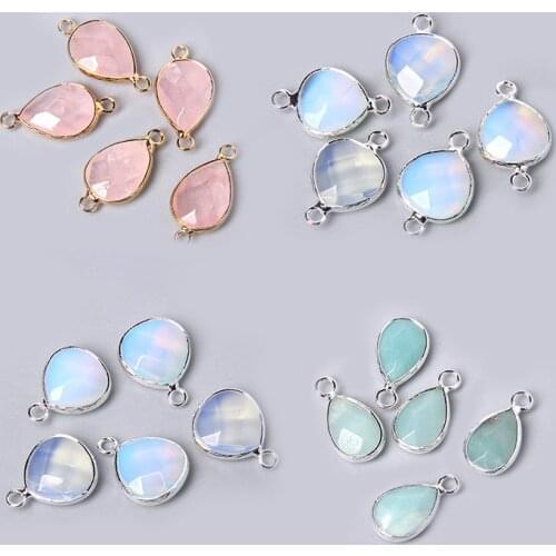 3pcs/set Natural Aventurine Rose Pink Quartzs Opal Stone Pendants Charm DIY Making Necklace Earrings For Women Exquisite Jewelry