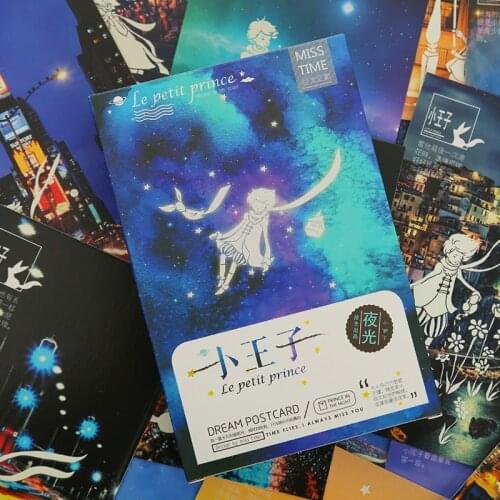 30sheets/LOT Luminous Little Prince Postcard /Greeting Card/Wish Card/Christmas and New Year gifts