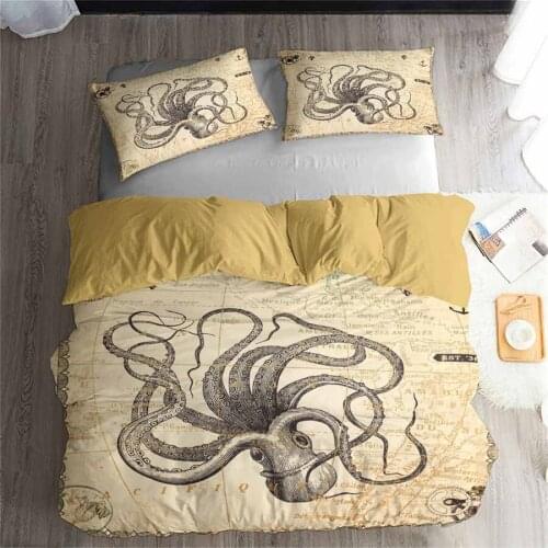 HELENGILI 3D Bedding Set Octopus Print Duvet Cover Set Lifelike Bedclothes with Pillowcase Bed Set Home Textiles #ZY-17