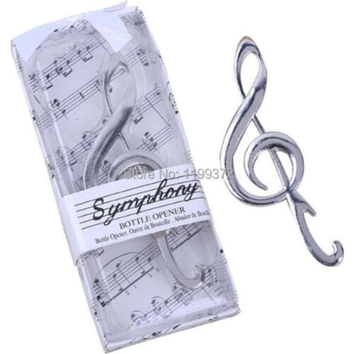 50pcs/lot Bombonier Symphony Chrome Music Note Bottle Opener Bridal Wedding Openers Shower Favors wedding Gift