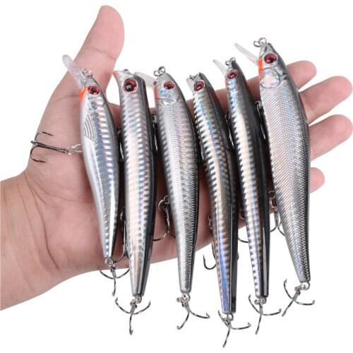 6Pcs/lot Topwater 13g-22g Crankbait Popper Minnow fishing lure Pencil Artificial bait with Rattle for Ocean Pike hard fish lures