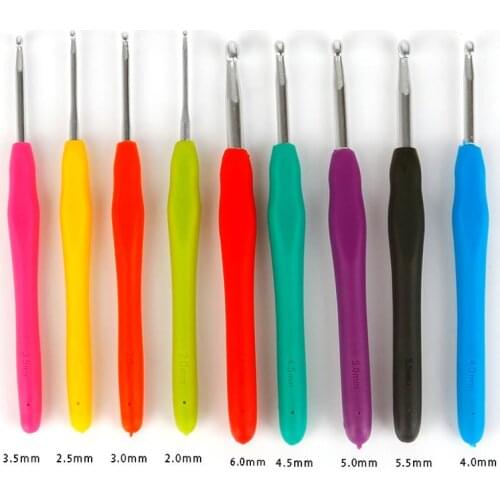 8-9Pcs/Set Multicolor Plastic Handle Aluminum Crochet Hooks Knitting Needle Set 0.6mm-1.75mm Yarn Sweater Weave Craft Tools