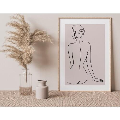 Abstract Wall Art Poster Line Female Pink Canvas Painting Geometry Art Print Nordic Posters And Prints Boho Home Decoration