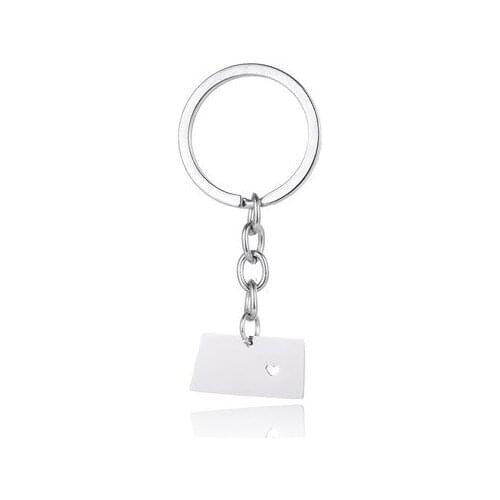 Elfin New Stainless Steel North Dakota Map Keychain Silver Color Car Bag North Dakota Keyring Map Jewellery Gift