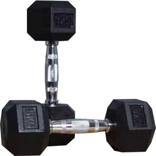 Hot sale hexagonal rubberized dumbbells fitness commercial non-rolling safety dumbbells home arm muscle training