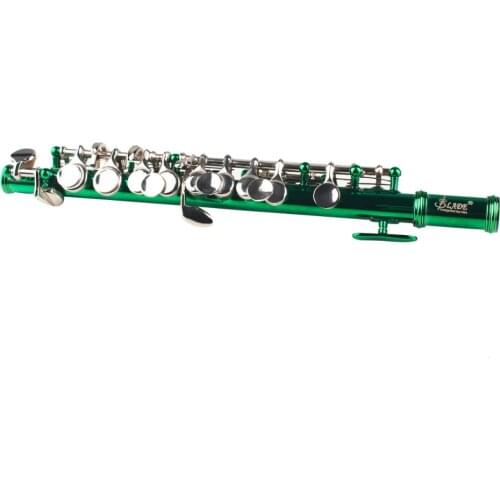 Good Quality Ottavino Beautiful Green Plated Piccolo C Key Cupronickel with Cork Grease Cleaning Cloth Screwdriver Leather Case