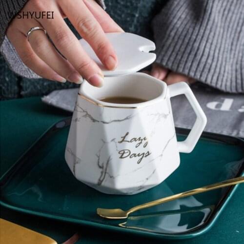 Nordic Style Marble matte gold series ceramic tea cup coffee mug luxurious Vintage Cafe Bar Mark cup Christmas party supplies