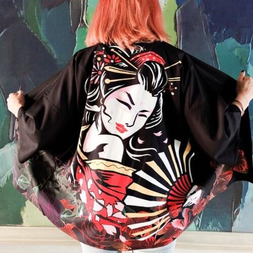 Kimono Women Haori Japanese Yukata Female Geisha Kimono Japanese Streetwear Obi Women Cardigan Cosplay Harajuku Shirt FF2009