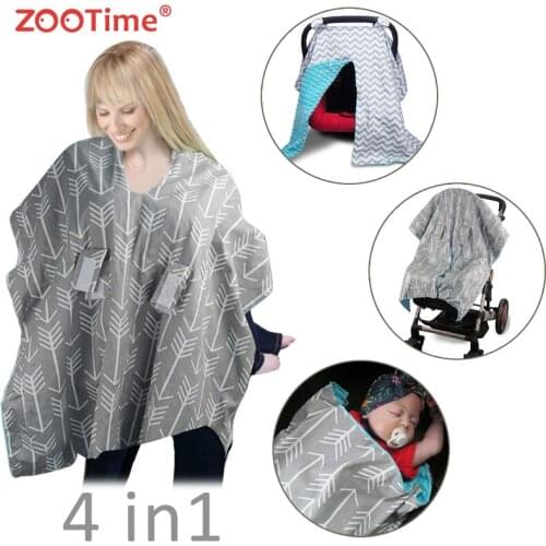 Multi-use Baby Car Seat Canopy Cover With Baby Dot Minky Newborn Soft Safety Nursing Cover Blanket