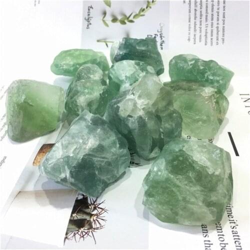 Natural polished green fluorite rough raw crystals healing stone for purification