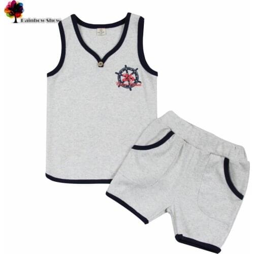 New Children Clothing Boys Summer Sets Children Casual Cotton Vest and Shorts Sets Baby Pants Suit