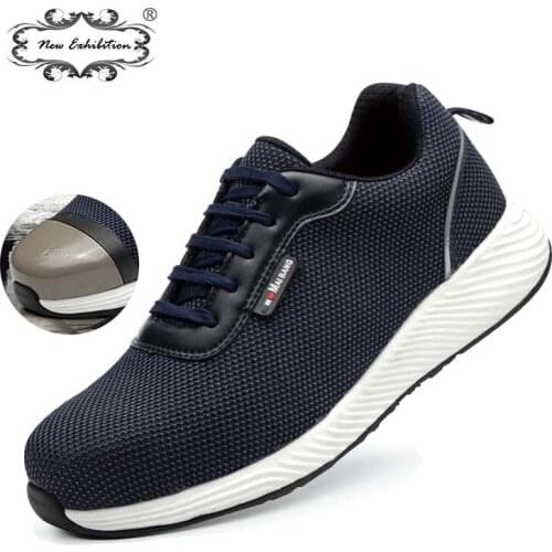 New exhibition 2019 Mens Safety Work Shoes Anti-Smashing Steel Toe Breathable Shoes EVA outsole Lightweight Protective sneaker