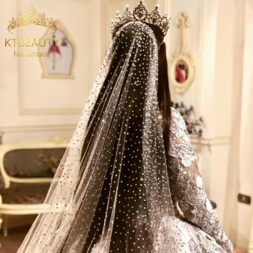 One Layer Catedral de velo Royal Grenadine Crystal Bring Veil Custom Made 3M Wide Veil Bridal Wedding Accessories Wedding Veil