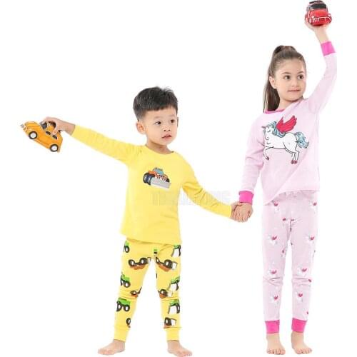 100 Cotton Toddler Infant Baby Girls Unicorn Pajamas Sets Girls Nightwear Pyjamas Children Cotton Animal Nightwear for 2-8Years