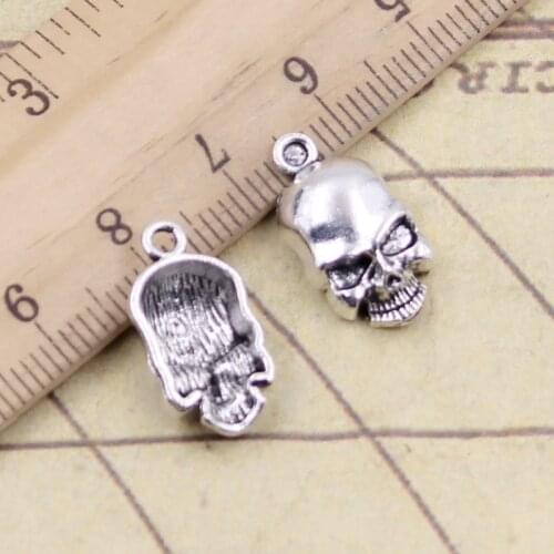 20pcs Charms Skull Skeleton Head 18x20mm Tibetan Bronze Silver Color Pendants Antique Jewelry Making DIY Handmade Craft