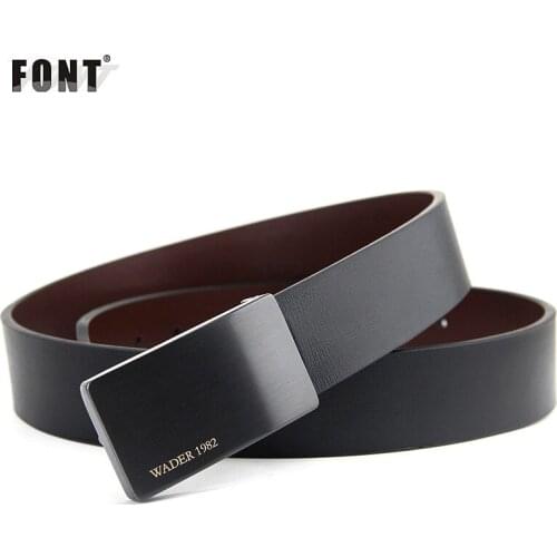 Mens genuine leather belt male cowskin belt formal suit trousers belt cowhide smooth buckle metal starp gift for men belts