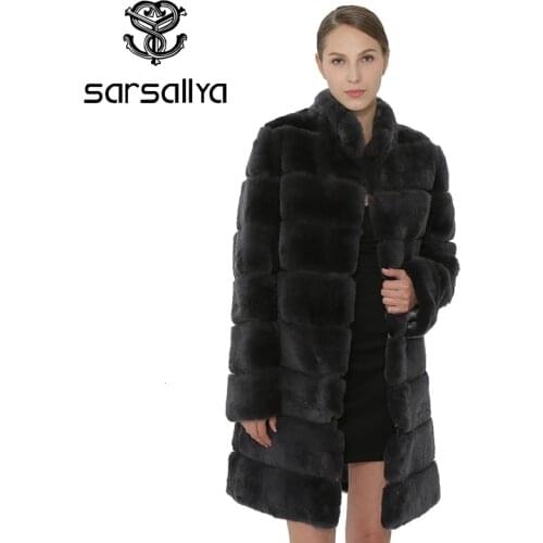 SARSALLYA Rex Rabbit Fur Women Coat Detachable Overcoat Jacket Warm Winter Women Clothing Natural Fur Female Coat Jacket