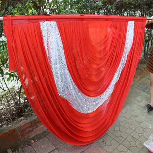 1.5M Width Ice Silk Drape Swag With Sequin Decoration For Event Party Wedding Backdrop Curtain Stage Background Panel