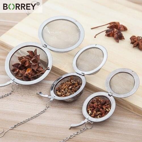 BORREY Reusable Stainless Steel Mesh Tea Infuser Tea Strainer Tea leak Sphere Locking Spice Tea Ball Filter Kitchen Teapot Tools