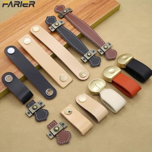 Nordic Retro Furniture Drawer Knob Cabinet Wardrobe Handle Door Handle Eco-friendly Artificial Leather