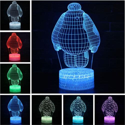 Baymax Big Hero Action Figure 3D LED Lampara Colourful RC Night Light Desk Table Bedroom Sleep Light for Kids Christmas Gifts