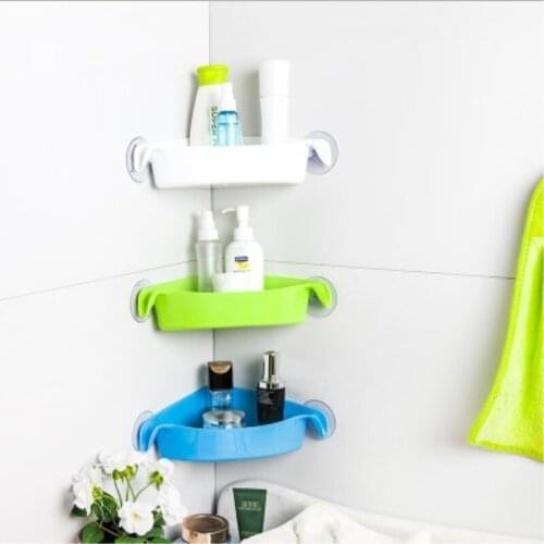 1PCS Corner Storage Rack Suction Cup Toilet Bathroom Shower Shelf Organizer Kitchen Storage Sucked Type Wall Storage Box