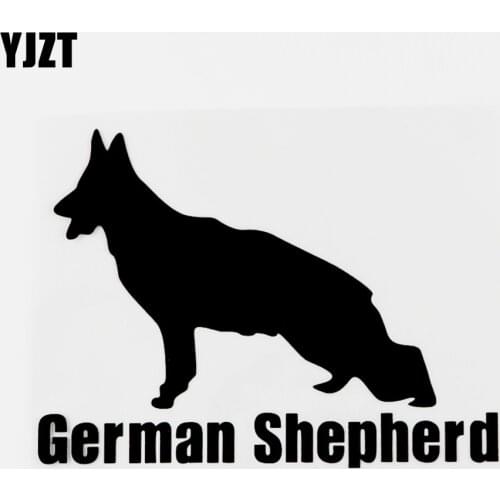 YJZT 15CM×11.2CM Fun German Shepherd Dog Animal Car Sticker Decal Black/Silver Vinyl 8C-0728