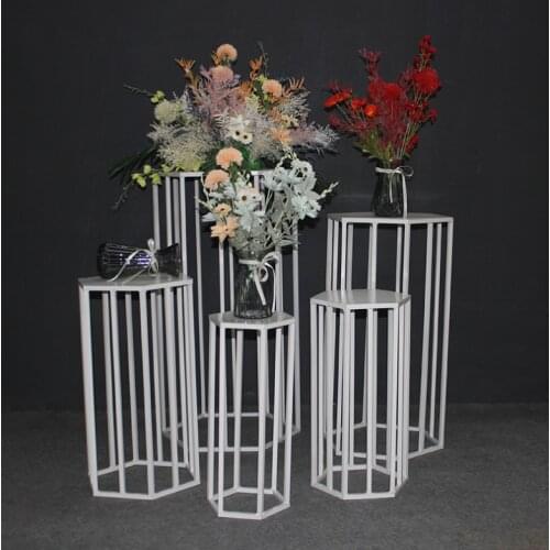 Iron hexagon dessert table cylindrical cake table welcome area sign in table decoration wedding props dessert table