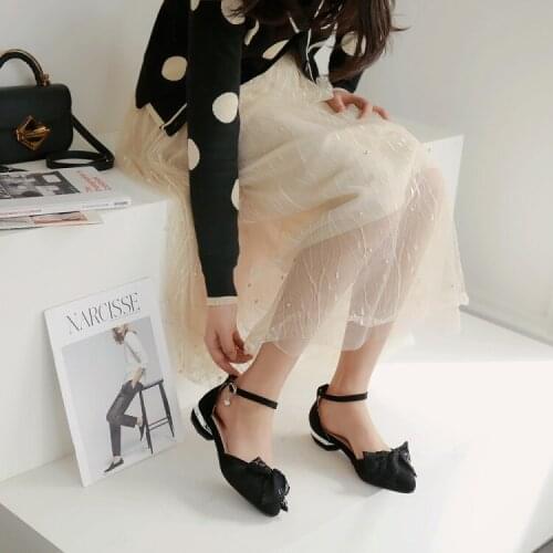 Big Size ladies high heels women shoes woman pumps Button pointed single shoe woman