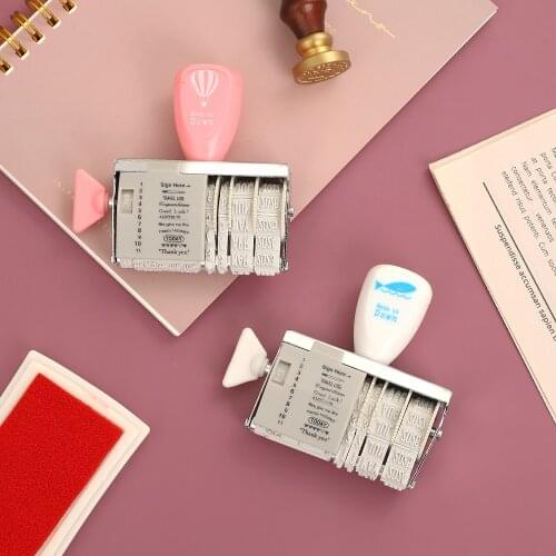 1 Pcs Cute Creative Roller Flip Spin Button Date Diary Stamps for Scrapbooking Planner Schedule School Supplies Stationery