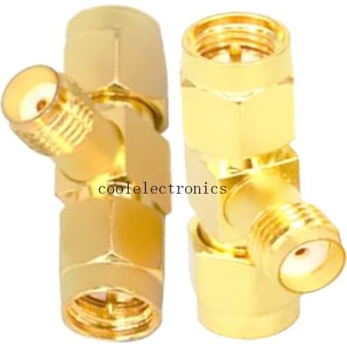 2pcs SMA Female Jack to 2 SMA male Triple 3 Way T RF Adapter Connector